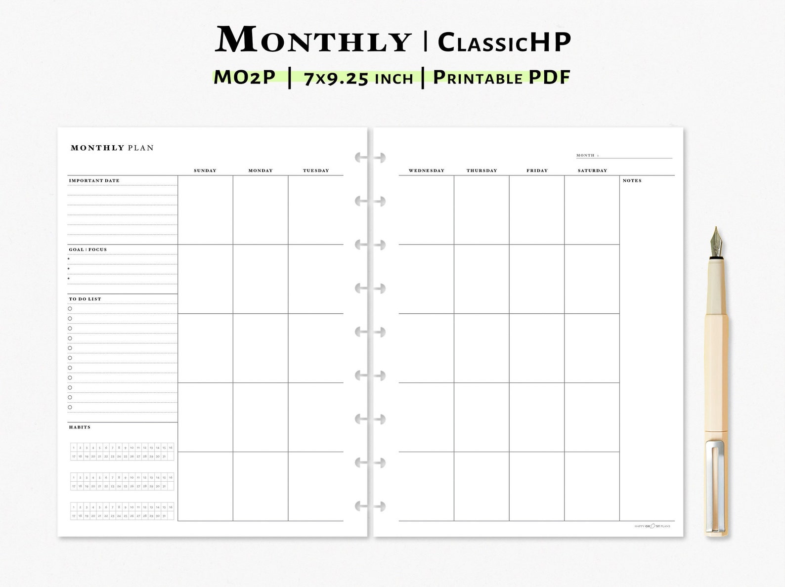 Monthly Planner Printable Classic Happy Planner Inserts - Etsy