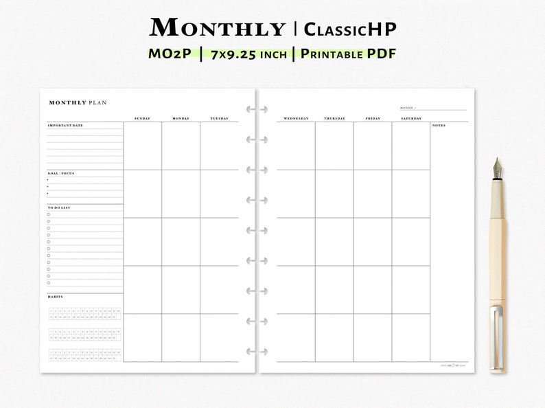 Monthly Planner Printable Classic Happy Planner Inserts - Etsy