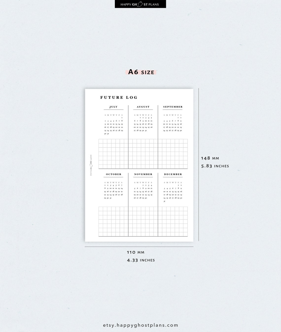 2022 2023 Future Log Printable A6 Size Inserts 2022 2023 | Etsy