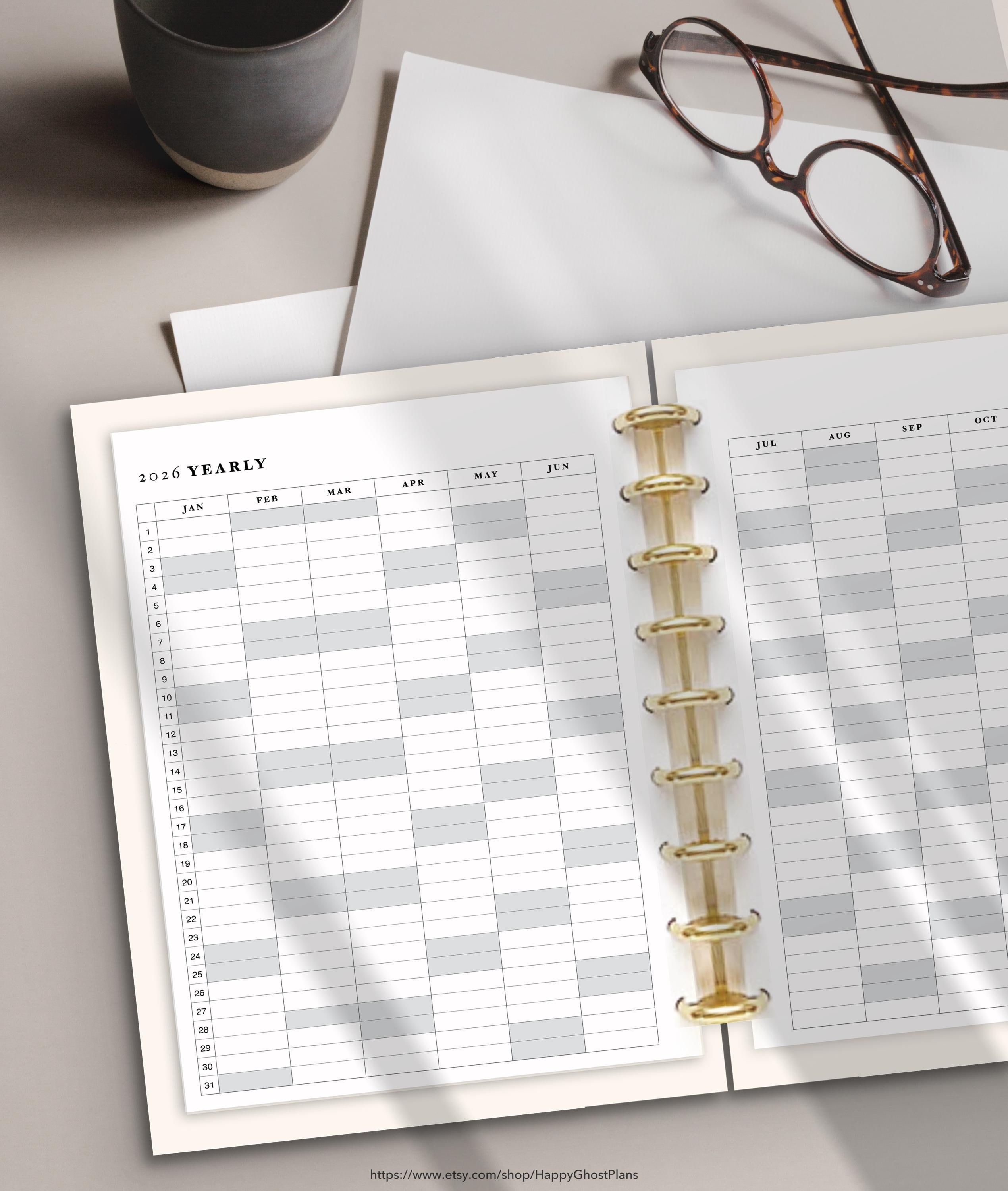 2026 Year at a Glance, the Weekend Marked, Printable Inserts for ...