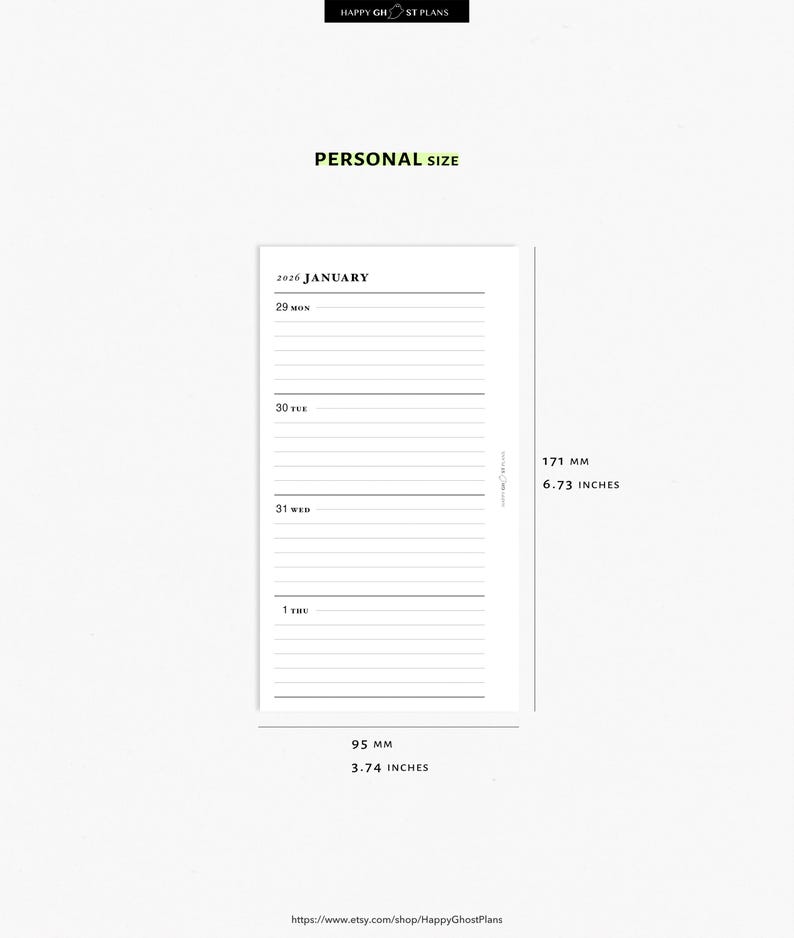 2026 Weekly Planner, Printable Inserts for Personal Size Planner | W101 ...