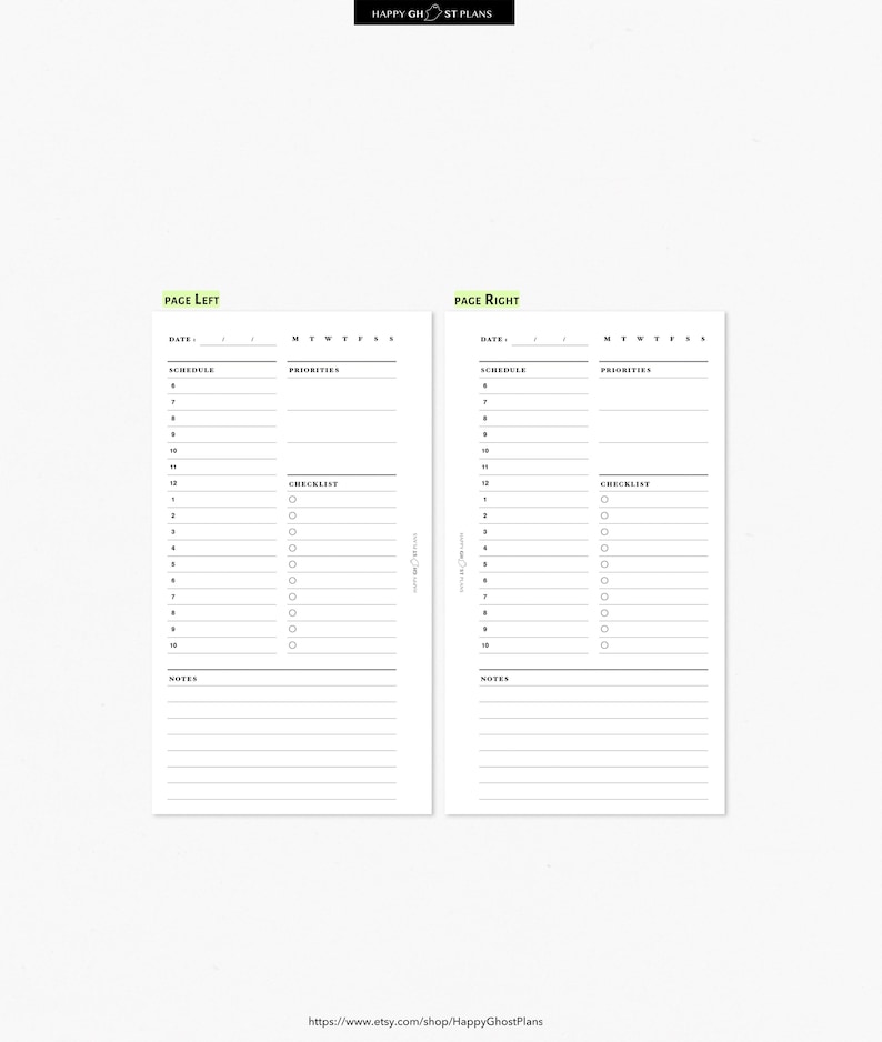 Minimalist Daily Planner Printable | Personal Size Schedule (PDF ...