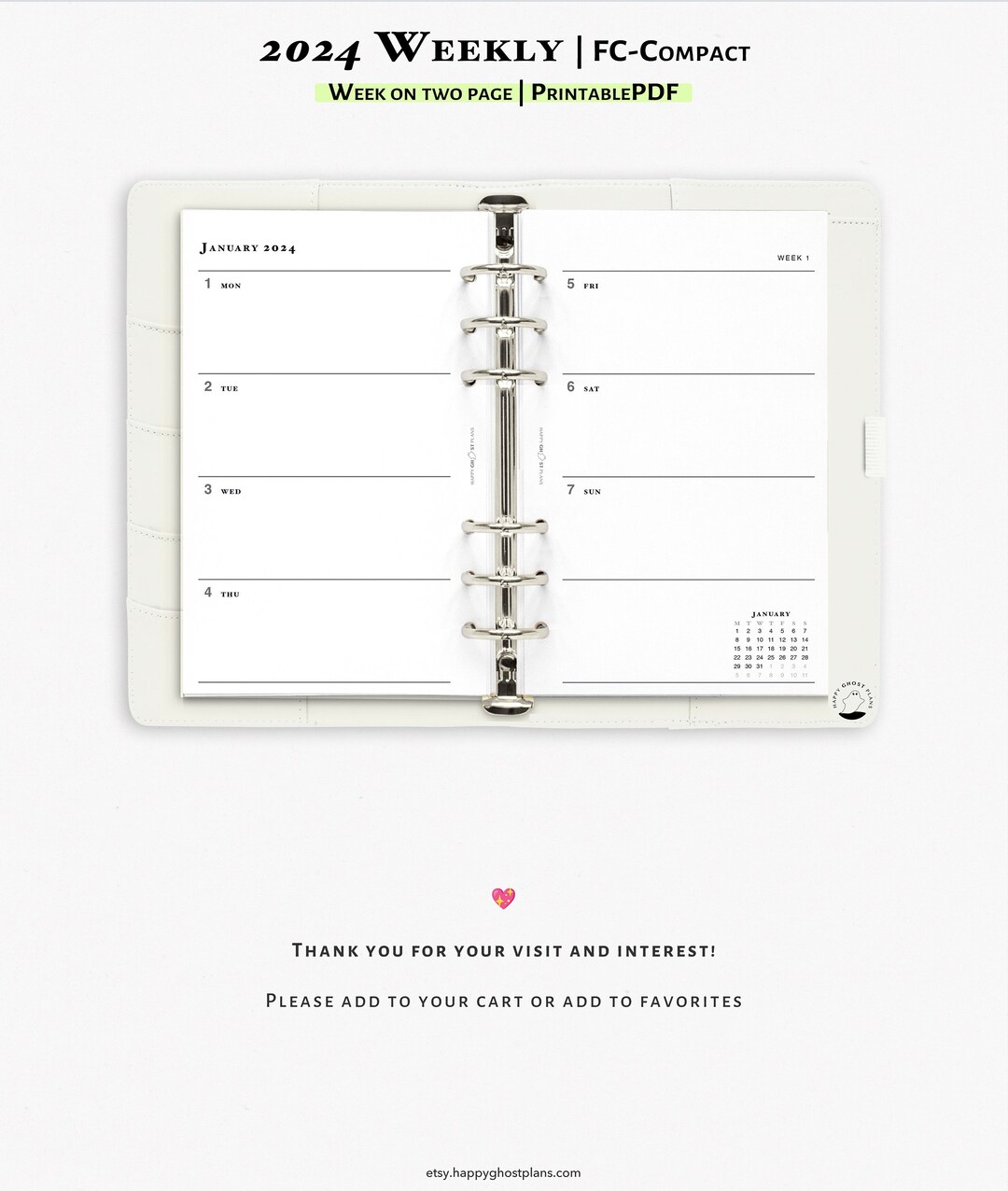 Weekly Planner 2024 Printable Insert for Planner With