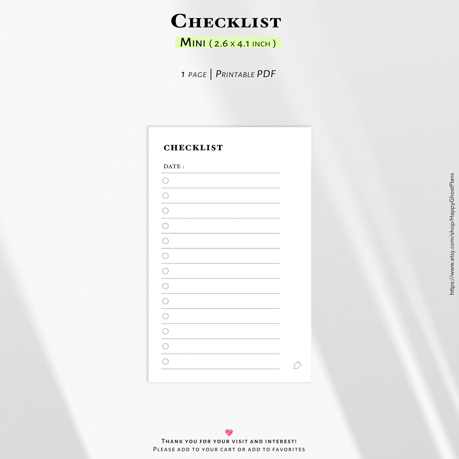Checklist Template: Printable Mini Size Planner Inserts (PDF Download ...