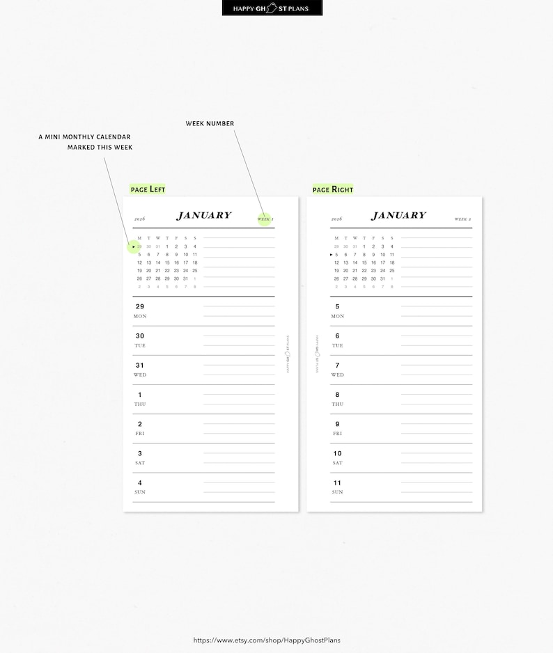 2026 Weekly Planner: Printable Personal Size Planner Inserts (PDF ...
