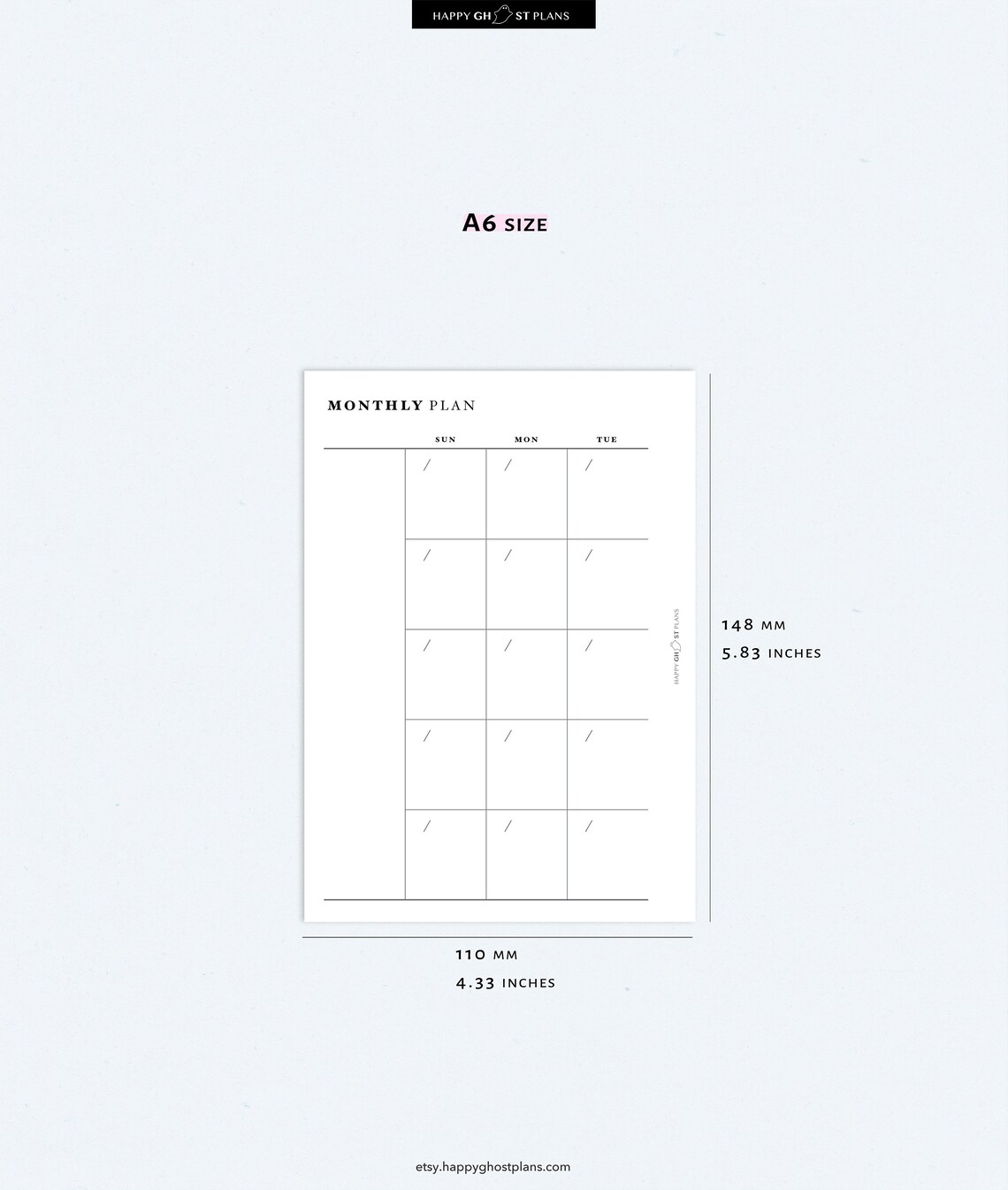 Monthly Planner Printable A6 Size Inserts Blank 2 Page - Etsy