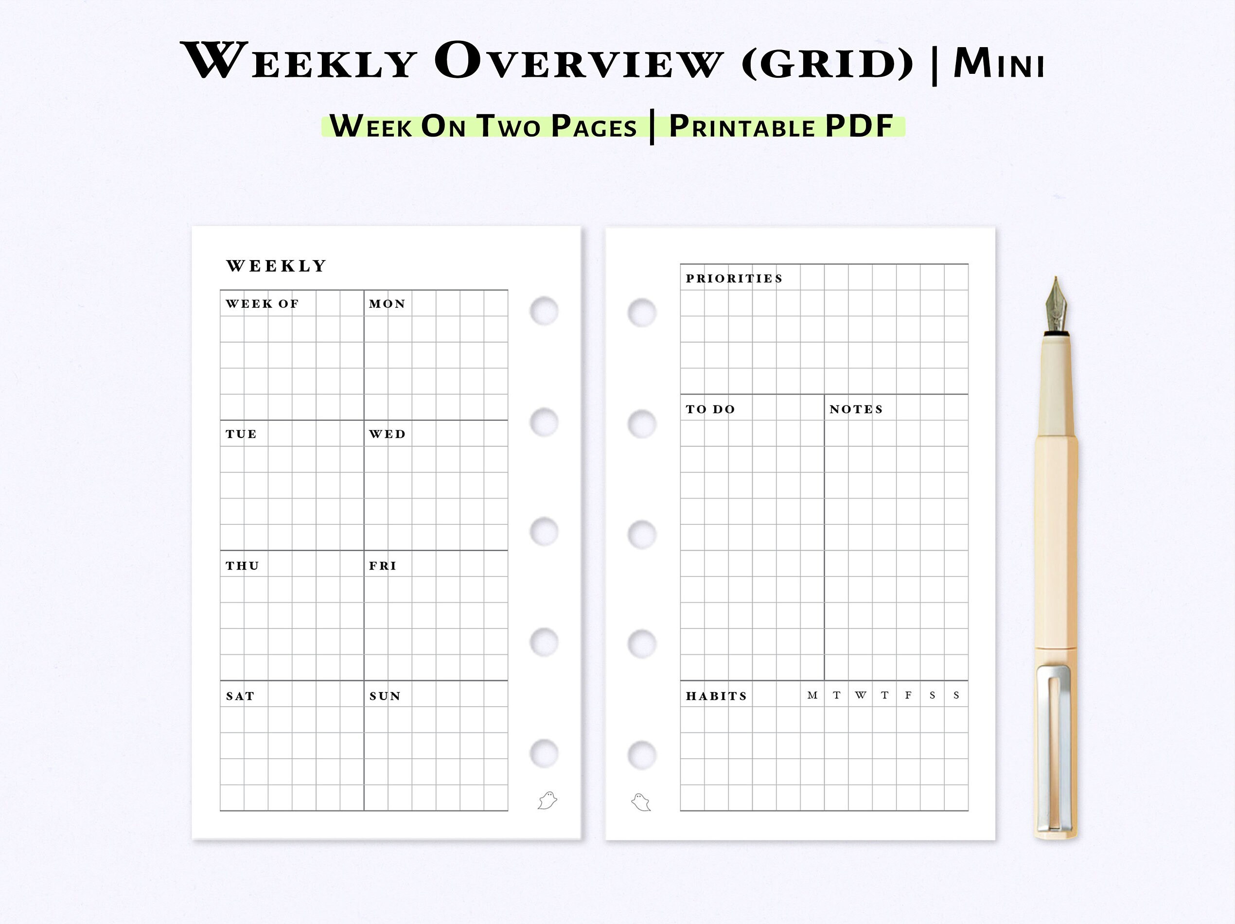 weekly-planner-printable-mini-size-inserts-weekly-overview-etsy