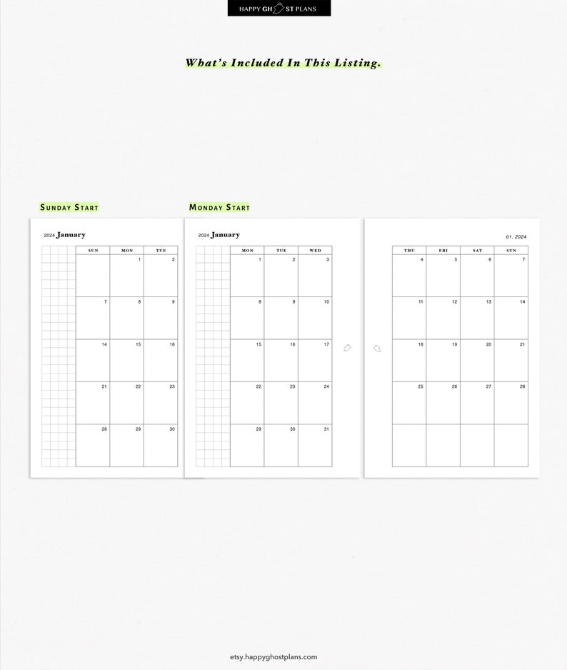 2024 Monthly Planner Printable Pocket Size Planner Insert Two Page