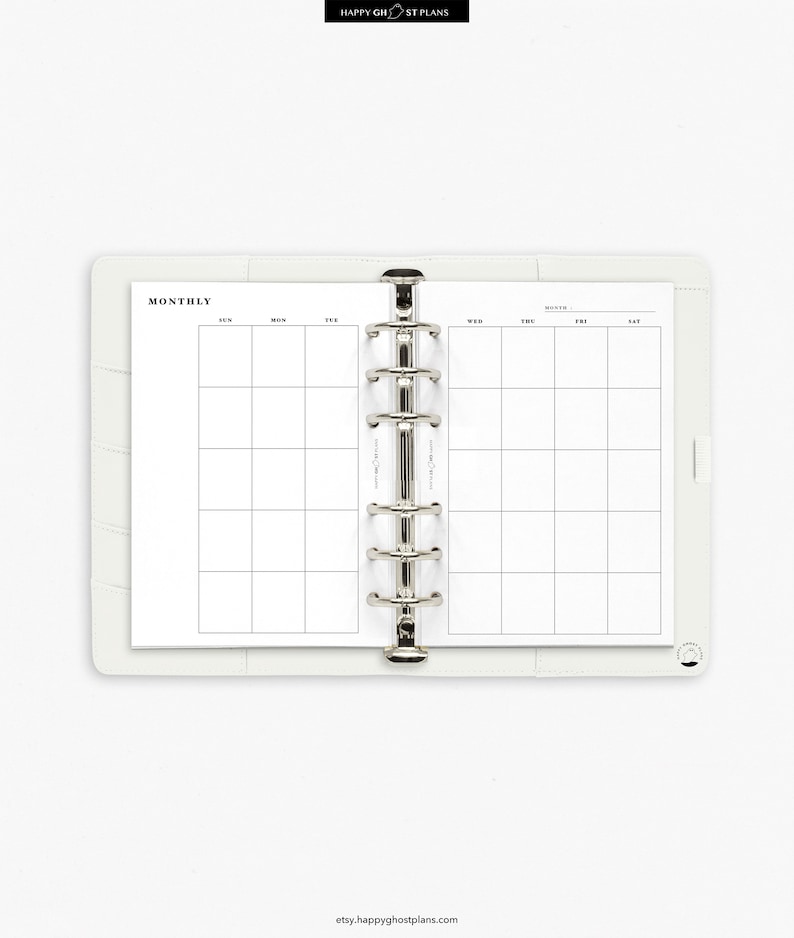 Month on 2 Page Planner Printable A6 Size Inserts Two Page Monthly ...