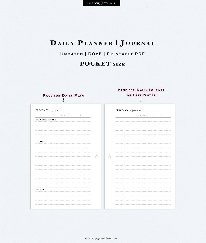 Daily Planner Printable Pocket Size Inserts Undated Daily Etsy