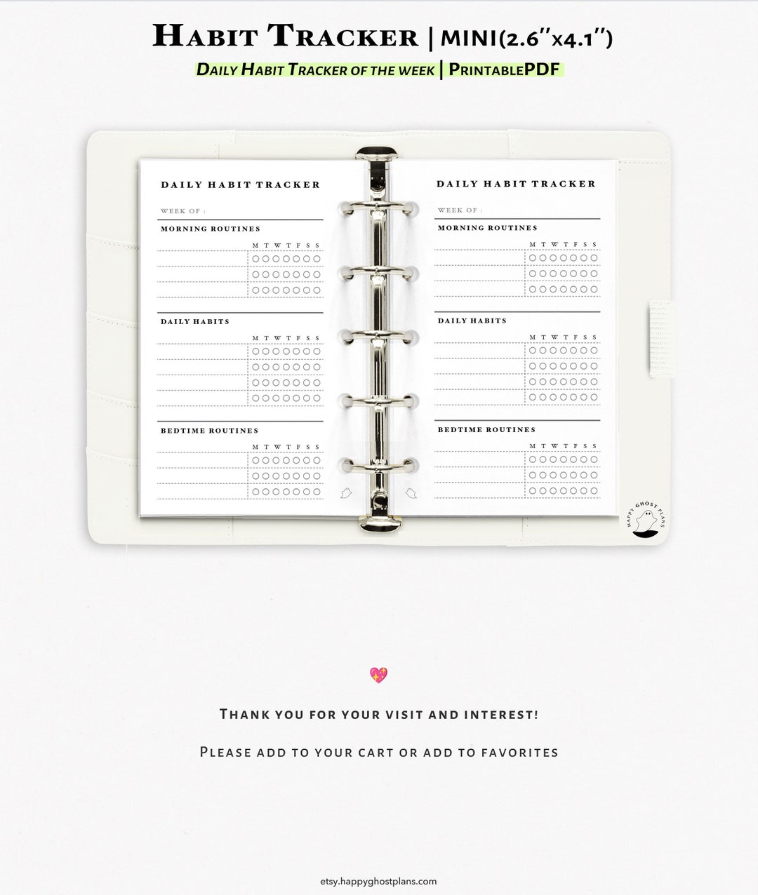 Habit Tracker Printable Mini size Planner Insert Routine - Etsy Portugal