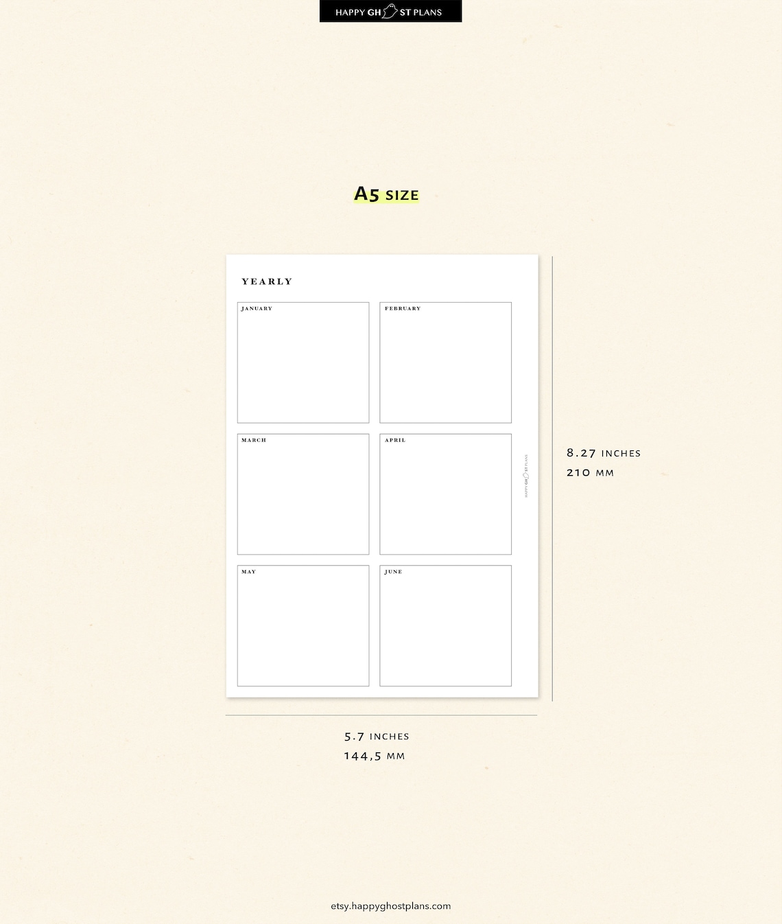 Year at A Glance Pages Printable A5 Inserts Two Page Yearly - Etsy