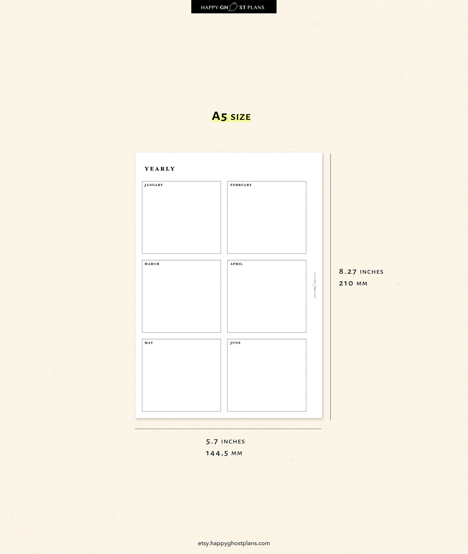 Year at A Glance Pages Printable A5 Inserts Two Page Yearly - Etsy