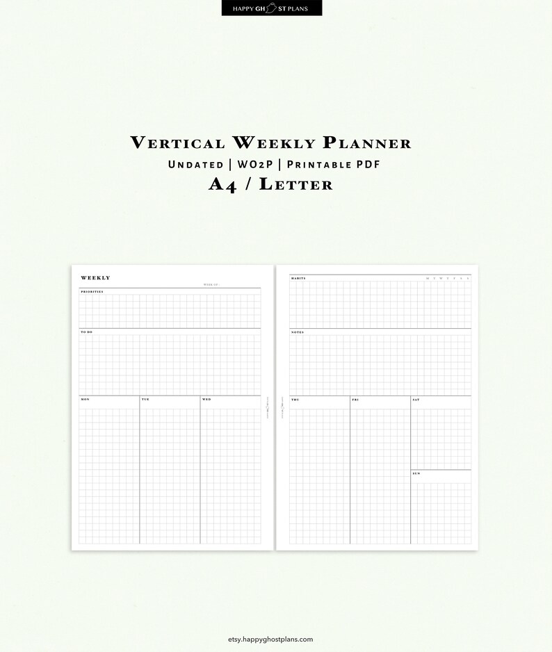 Weekly Planner Printable A4 Letter Size Inserts Undated Etsy