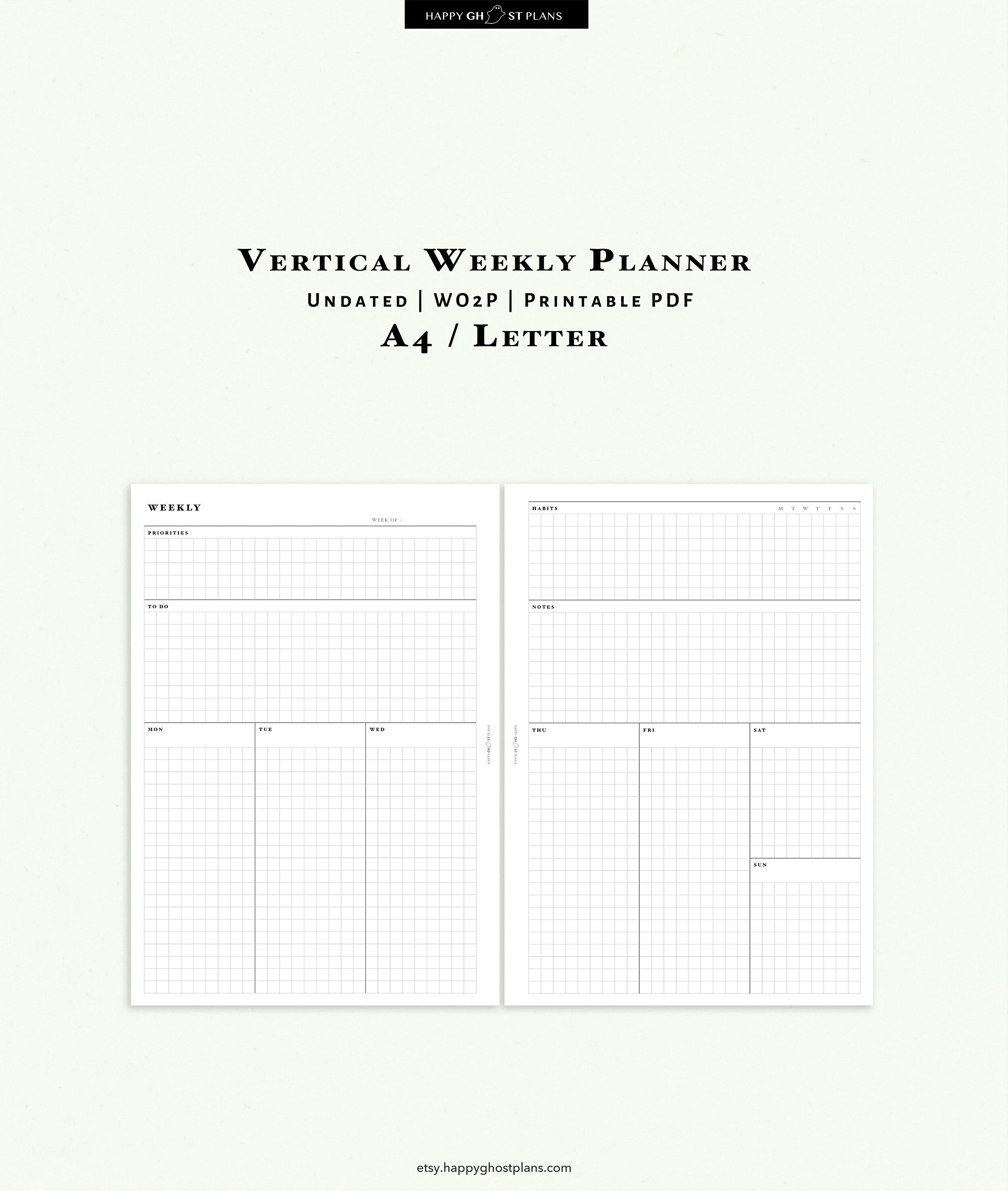 Weekly Planner Printable A4 Letter Size Inserts Undated - Etsy New Zealand