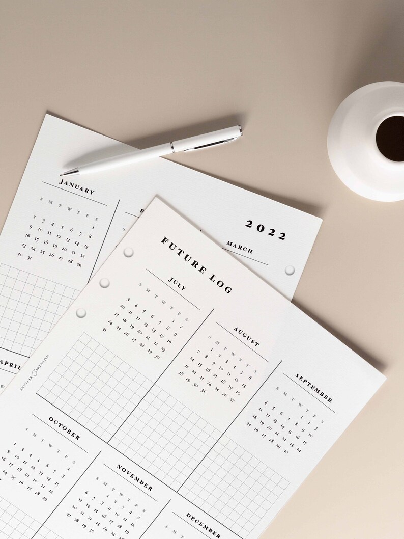 2022 Future Log A5 Printable 2022 Yearly Planner Inserts Etsy