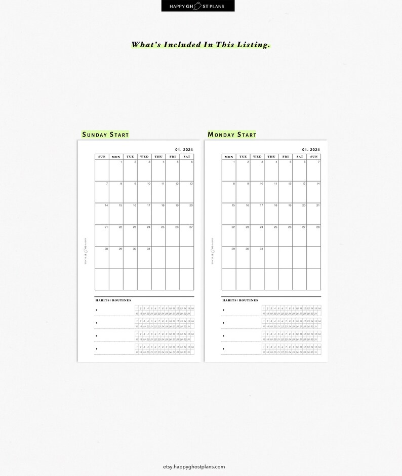 2024 Monthly Planner Printable Insert for Personal Size Planner 2024