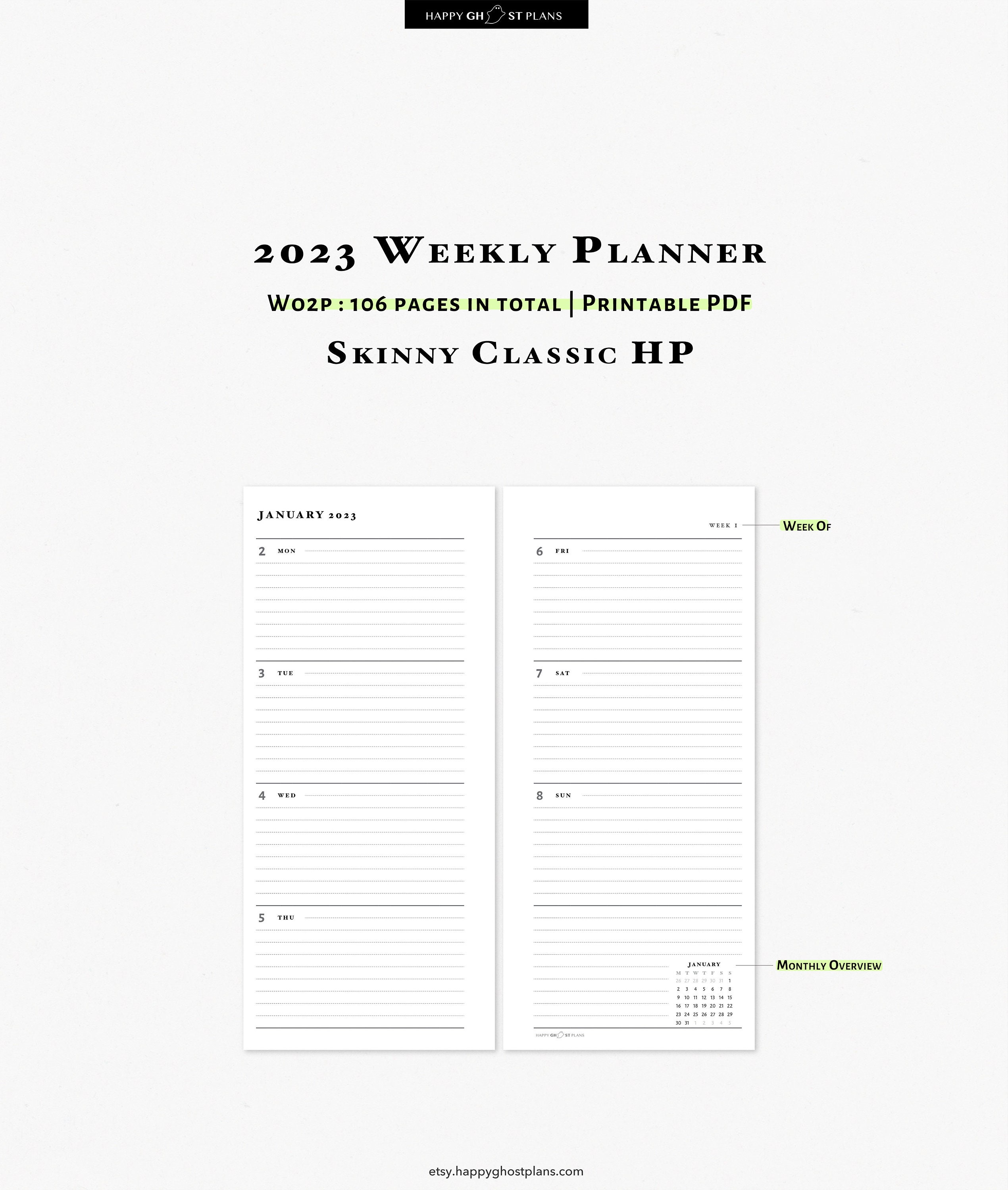 2023 Weekly Planner Printable Skinny Classic Happy Planner Etsy