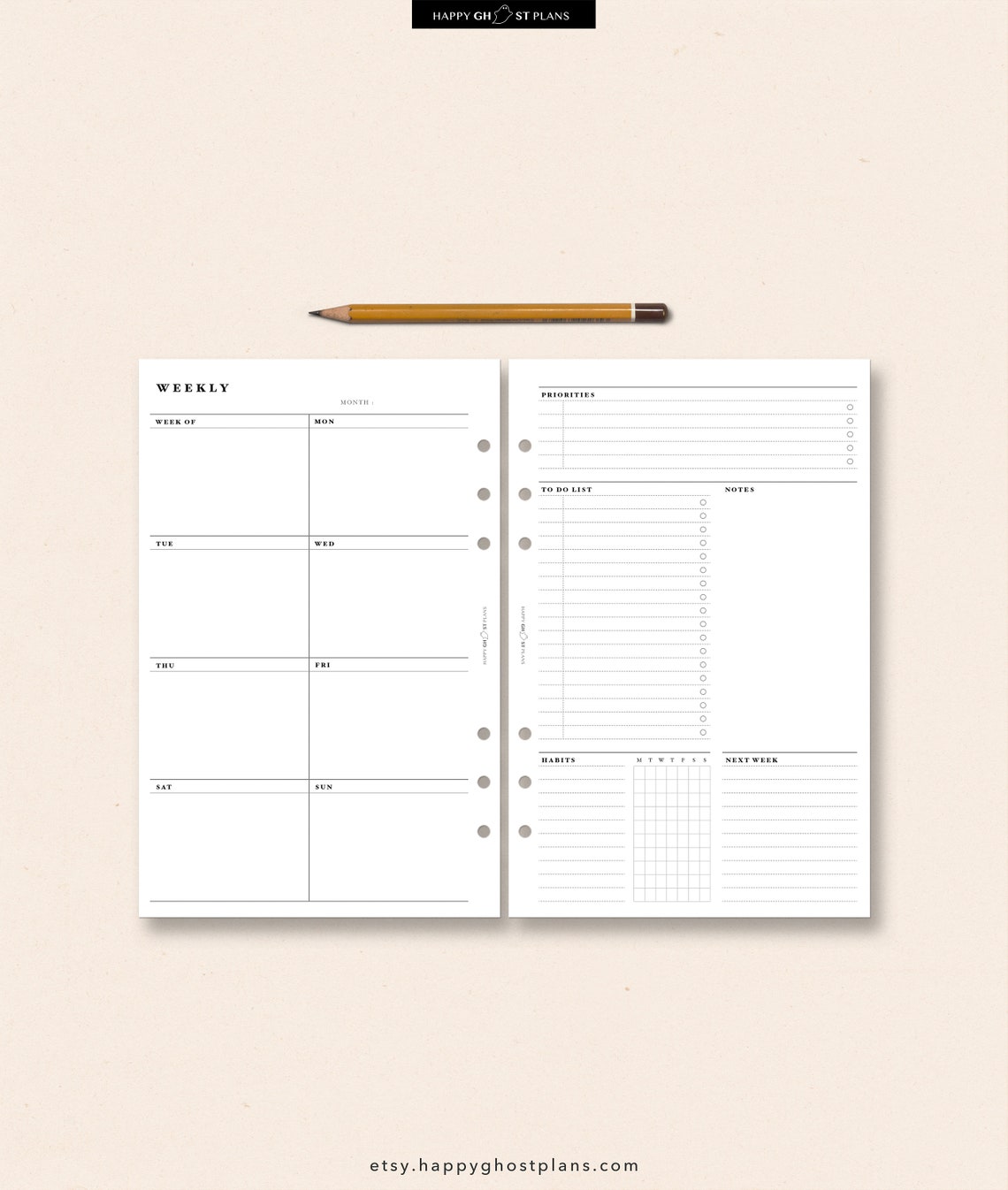 Weekly Planner Printable Half Letter Size Weekly Overview Etsy