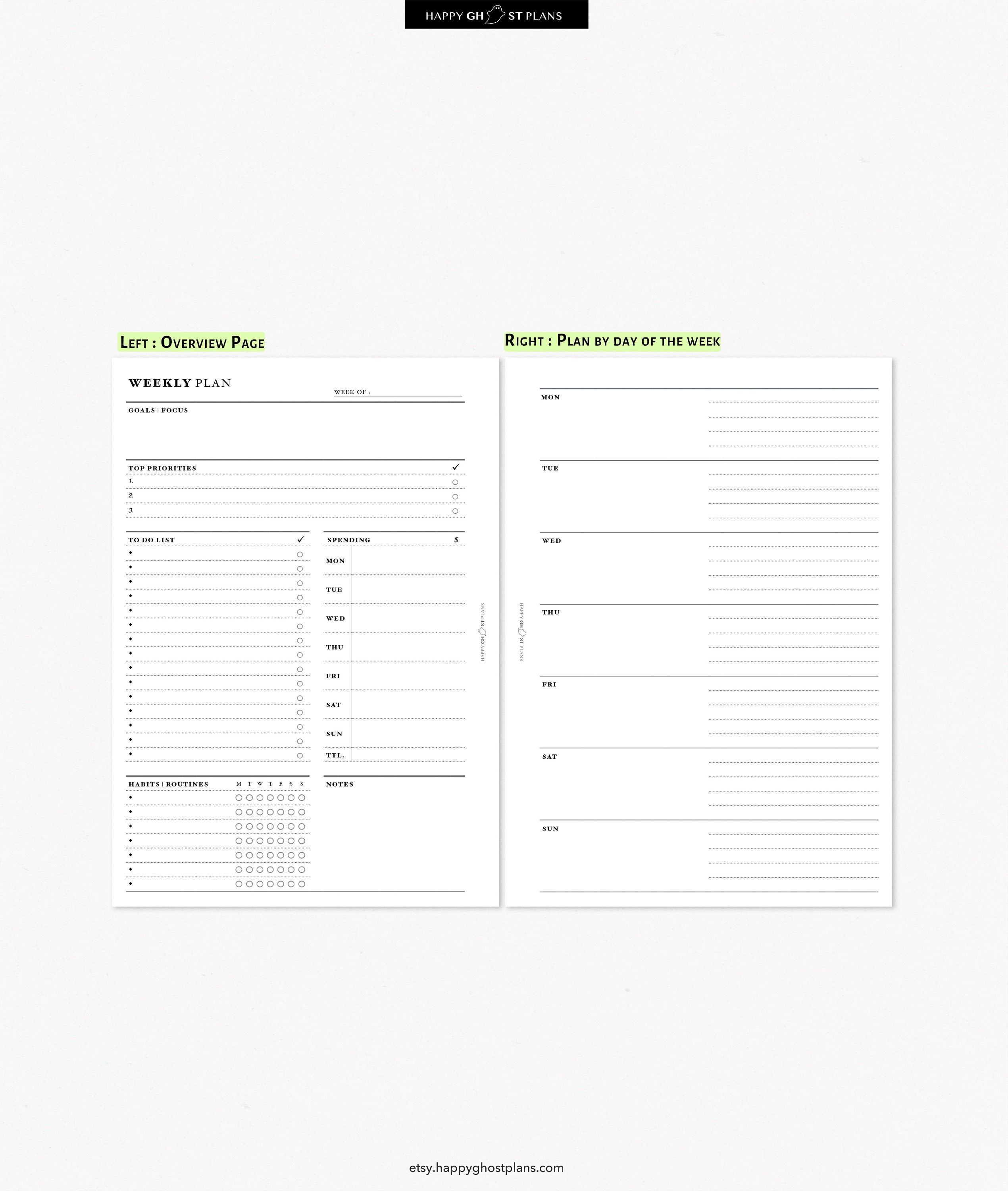 Weekly Overview Planner A5 – Habit Tracker, Budget, To-do List (PDF ...