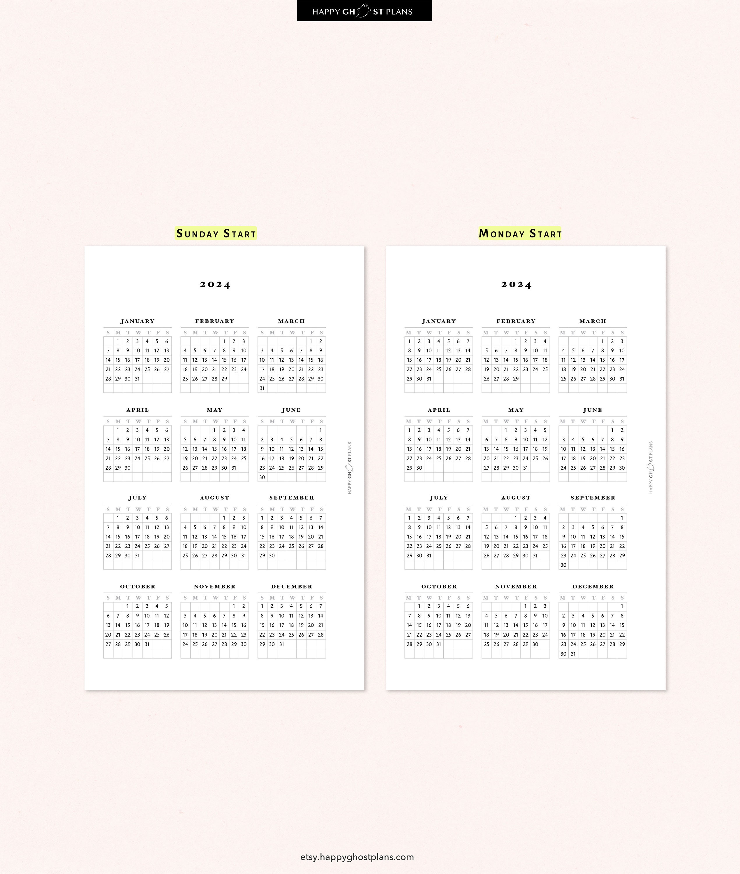 202420252026 Calendar Printable Size Inserts Etsy