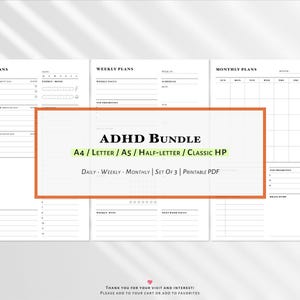 ADHD Daily, Weekly, Monthly: Simple Focus & Routine System, A4, A5, Letter, Half, Classic-HP (PDF)