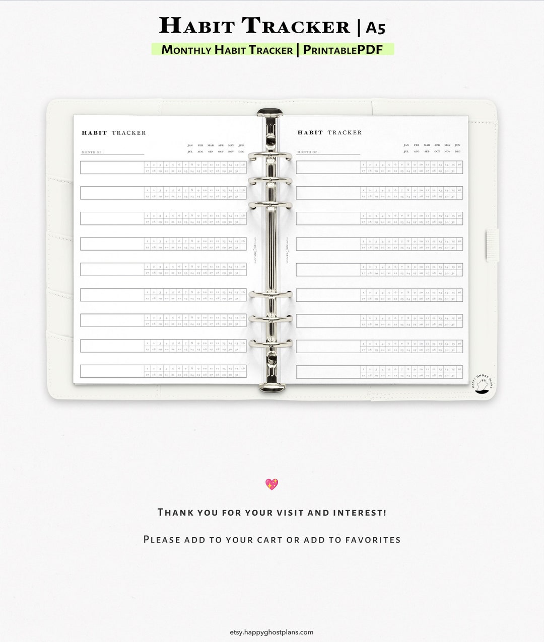 Habit Tracker Printable A5 Planner Insert Monthly Routine - Etsy