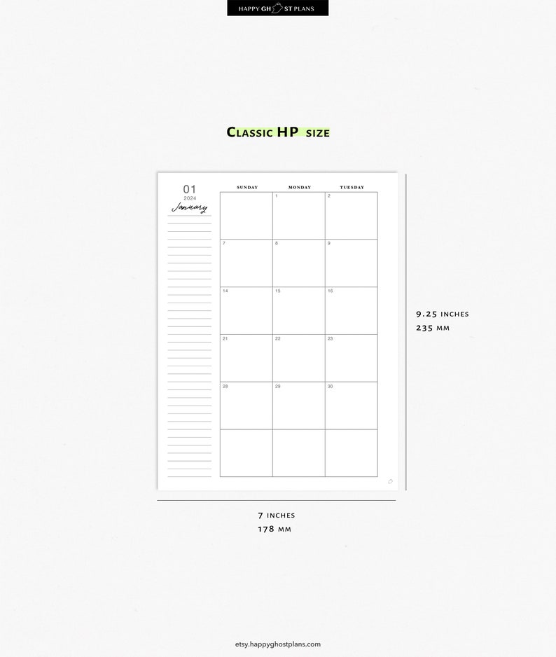 2024 Monthly Planner Printable Classic Happy Planner Size Insert Month