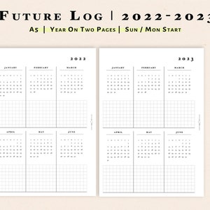 2022 2023 Future Log Printable A5 Size Inserts 2022 2023 | Etsy
