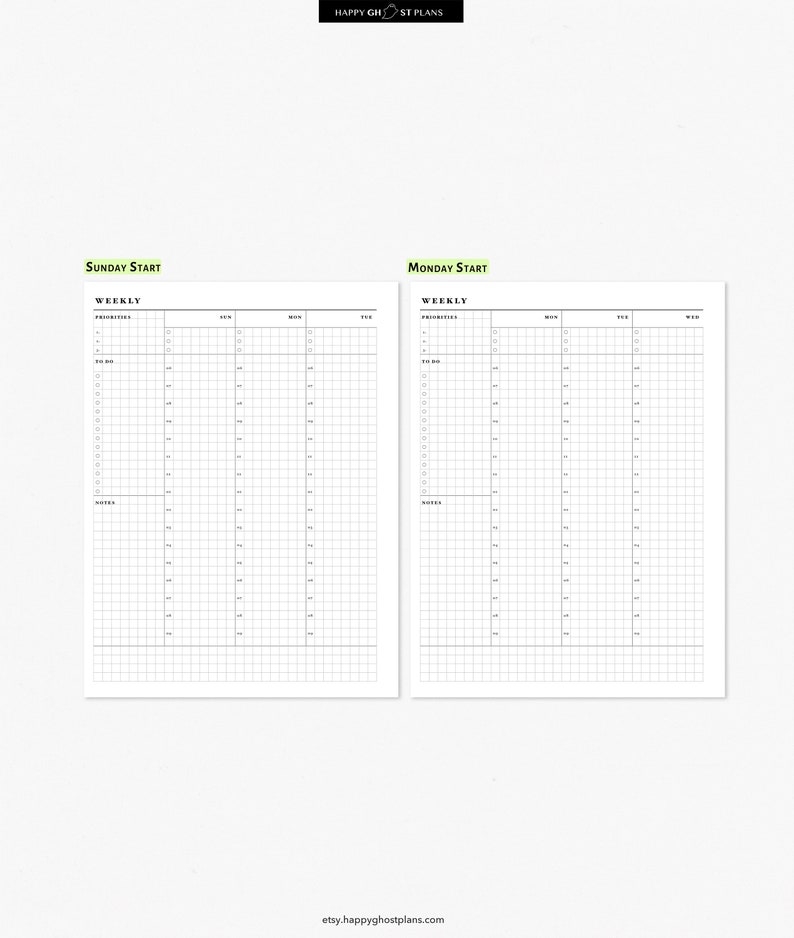 Weekly Hourly Planner Printable Insert for Happy Planner Classic Weekly