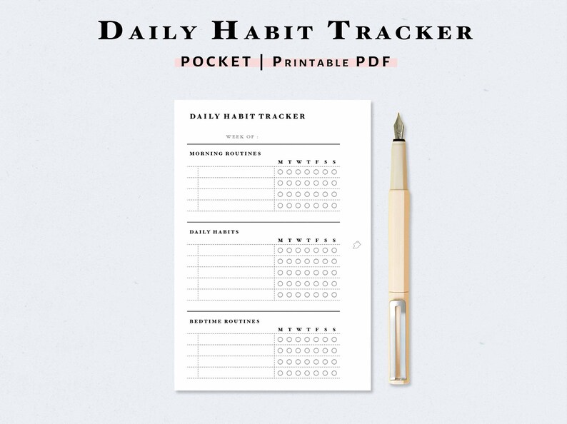 Habit Tracker Printable Pocket Size Inserts Daily Routine Etsy
