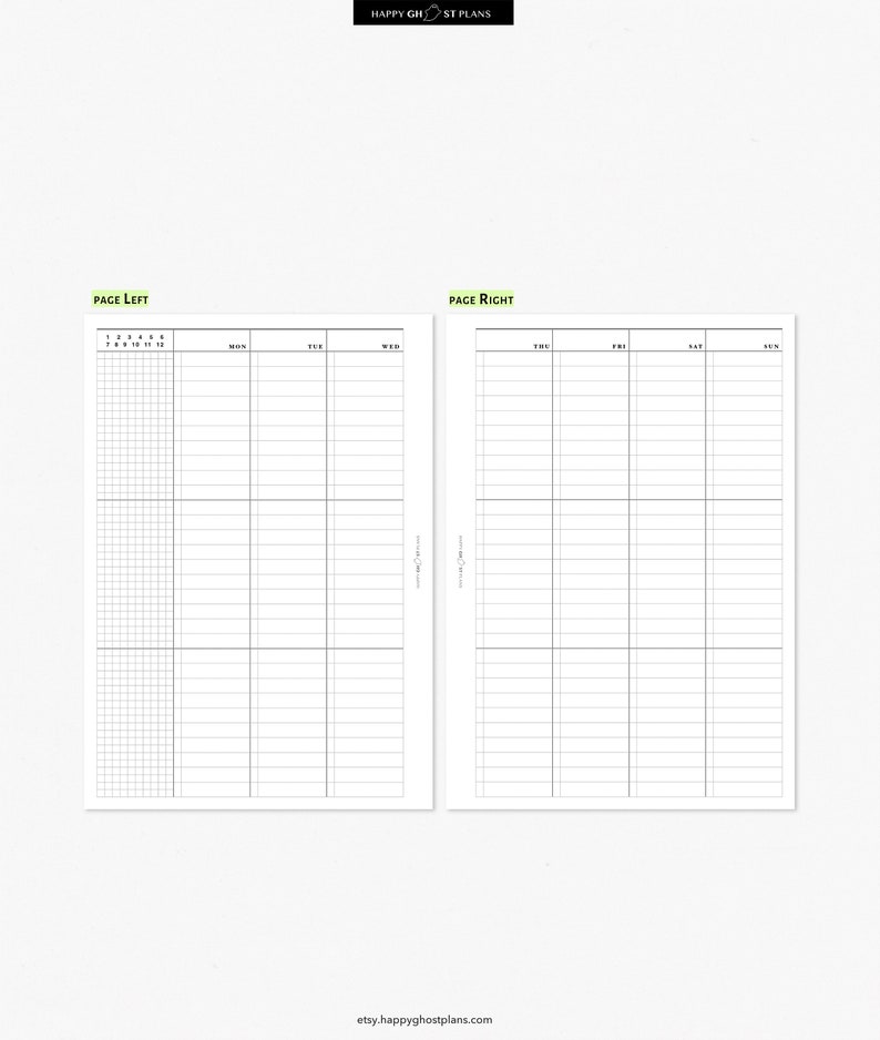 Vertical Weekly Planner Printable Insert for A5 Planner Undated Weekly