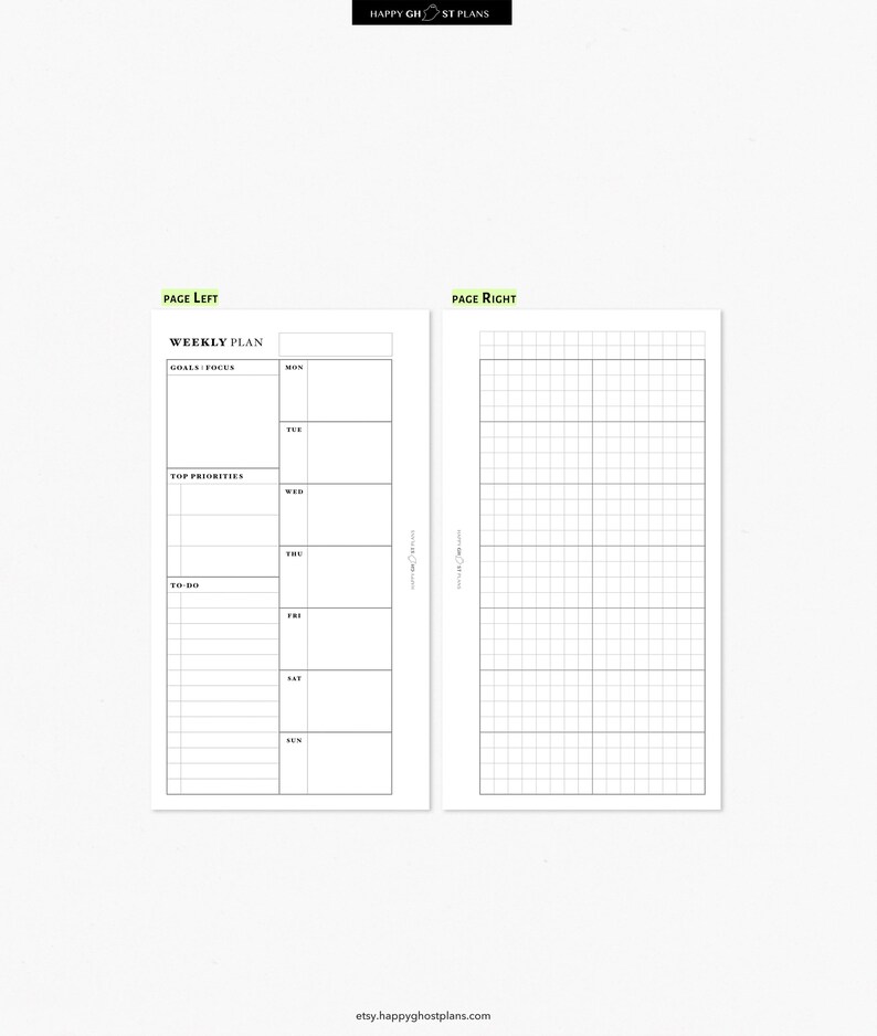 Weekly Planner, Printable Inserts for Personal Size Planner | WO2P ...