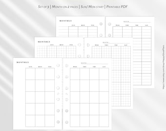 Maandplanner op zak | Niet-gedateerde kalender met twee pagina's, set van 3 (pdf) | M101