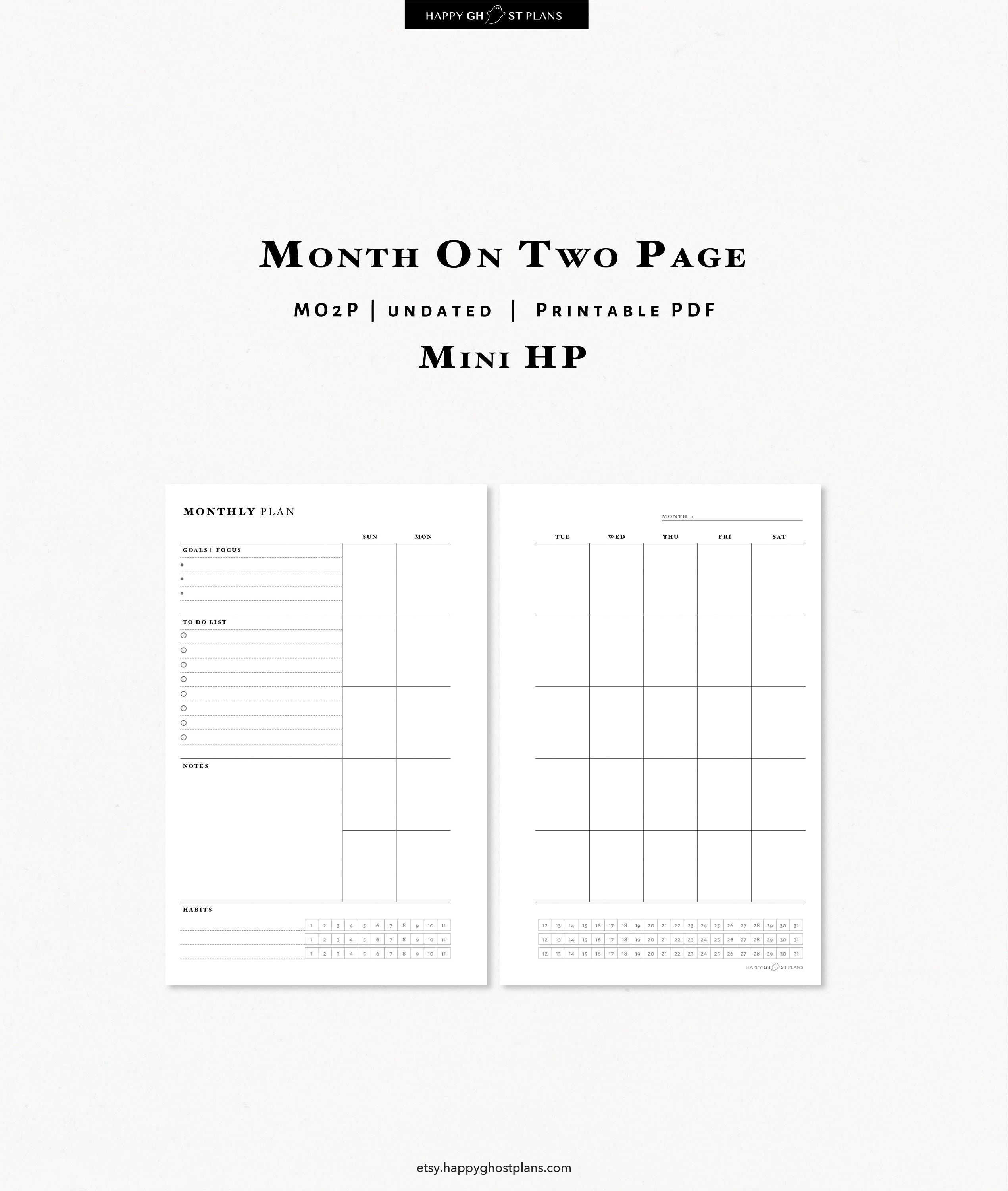Monthly Planner Printable Mini Happy Planner Inserts Month - Etsy