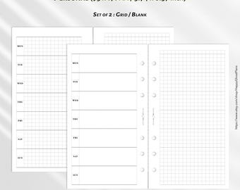 Minimale weekplanner: afdrukbare planner op persoonlijk formaat | 2 soorten: blanco en raster (W128)