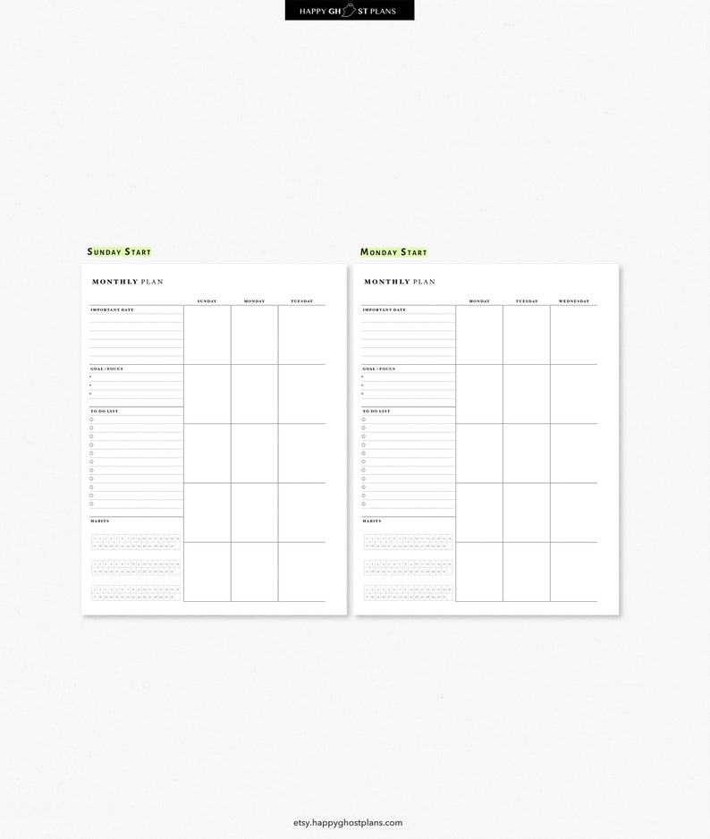 Monthly Planner Printable Classic Happy Planner Inserts - Etsy