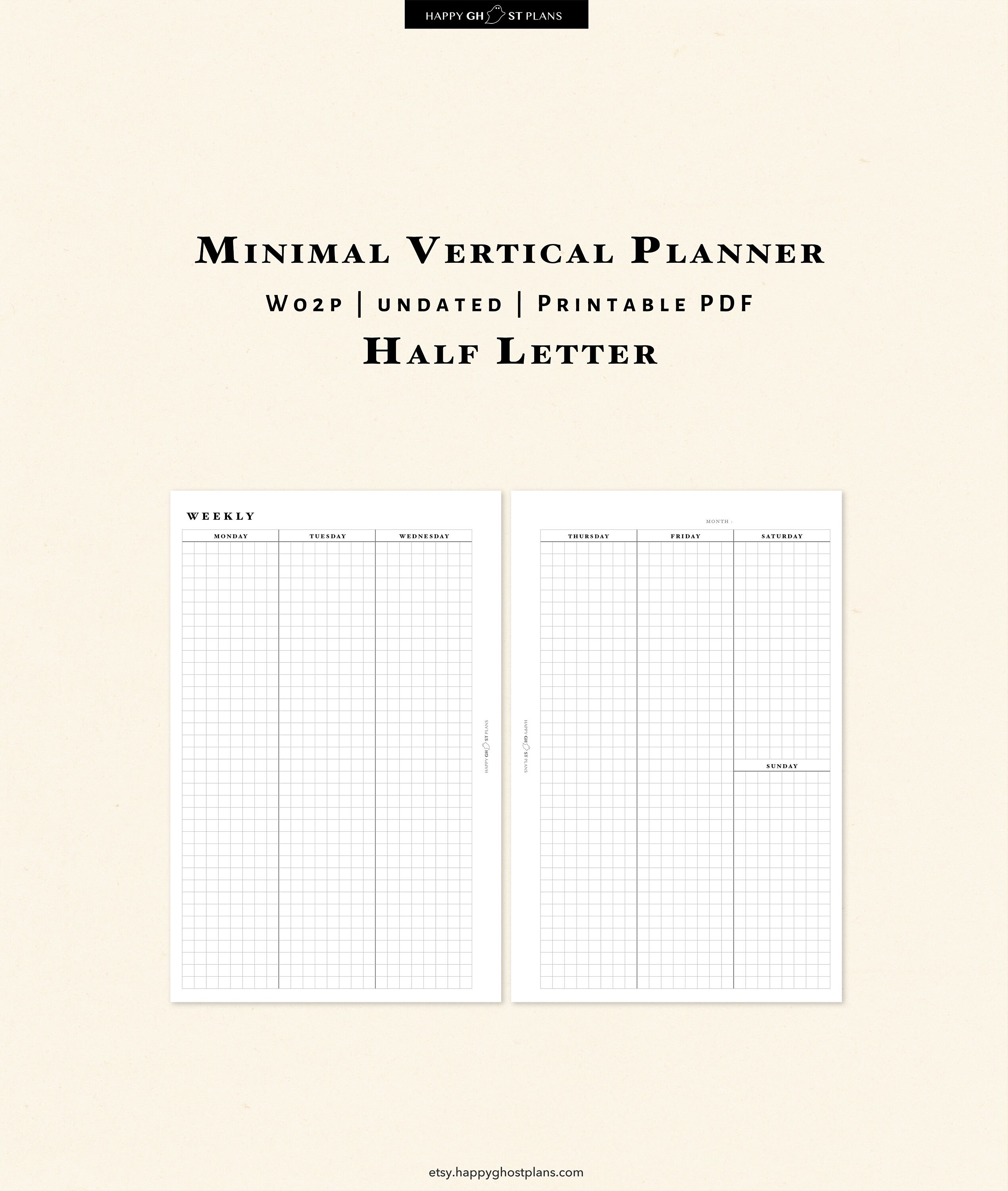 Weekly Planner Printable Half Letter Inserts Vertical Layout - Etsy