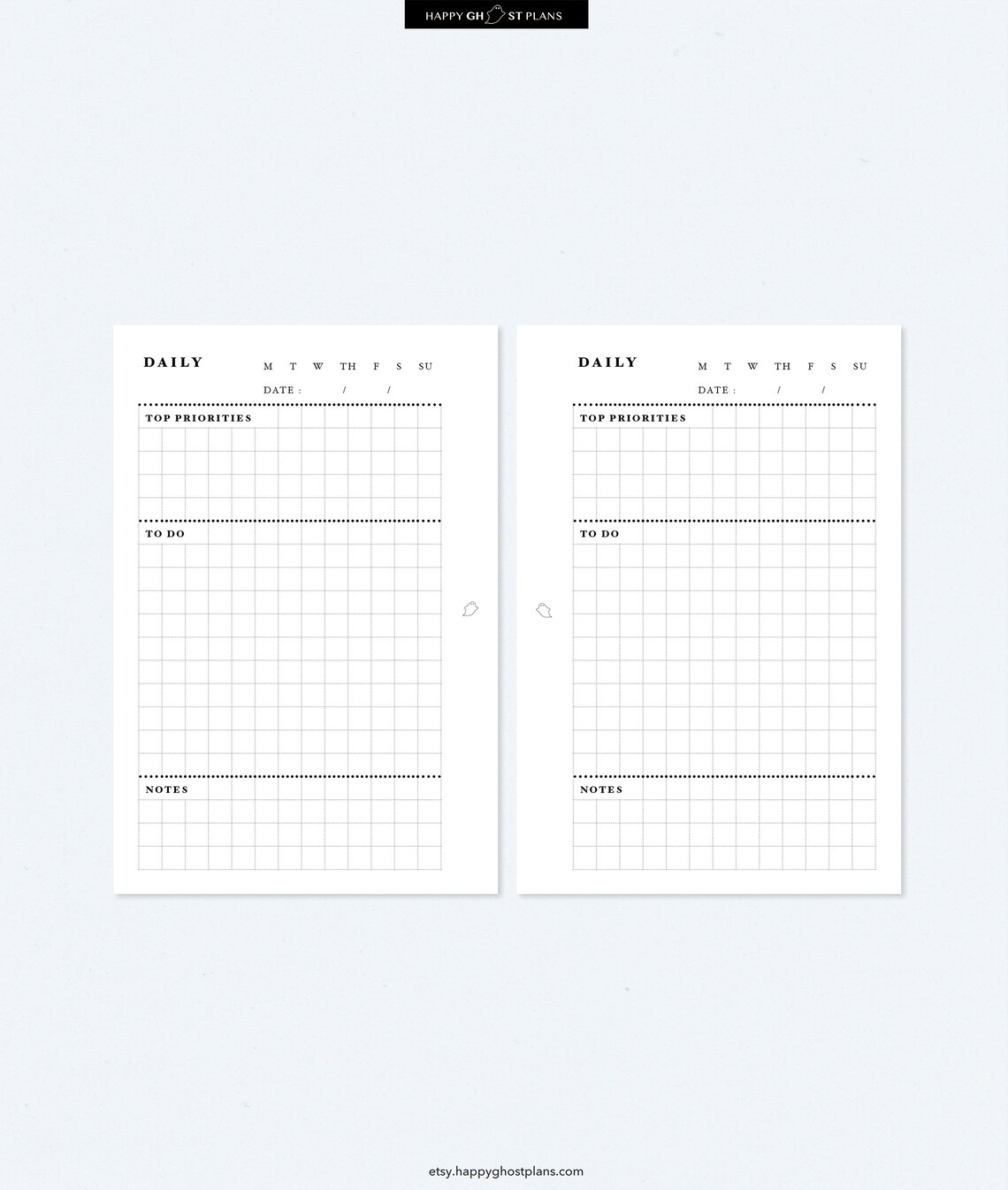 One Page Daily Planner Printable Pocket Size Insert Undated Etsy