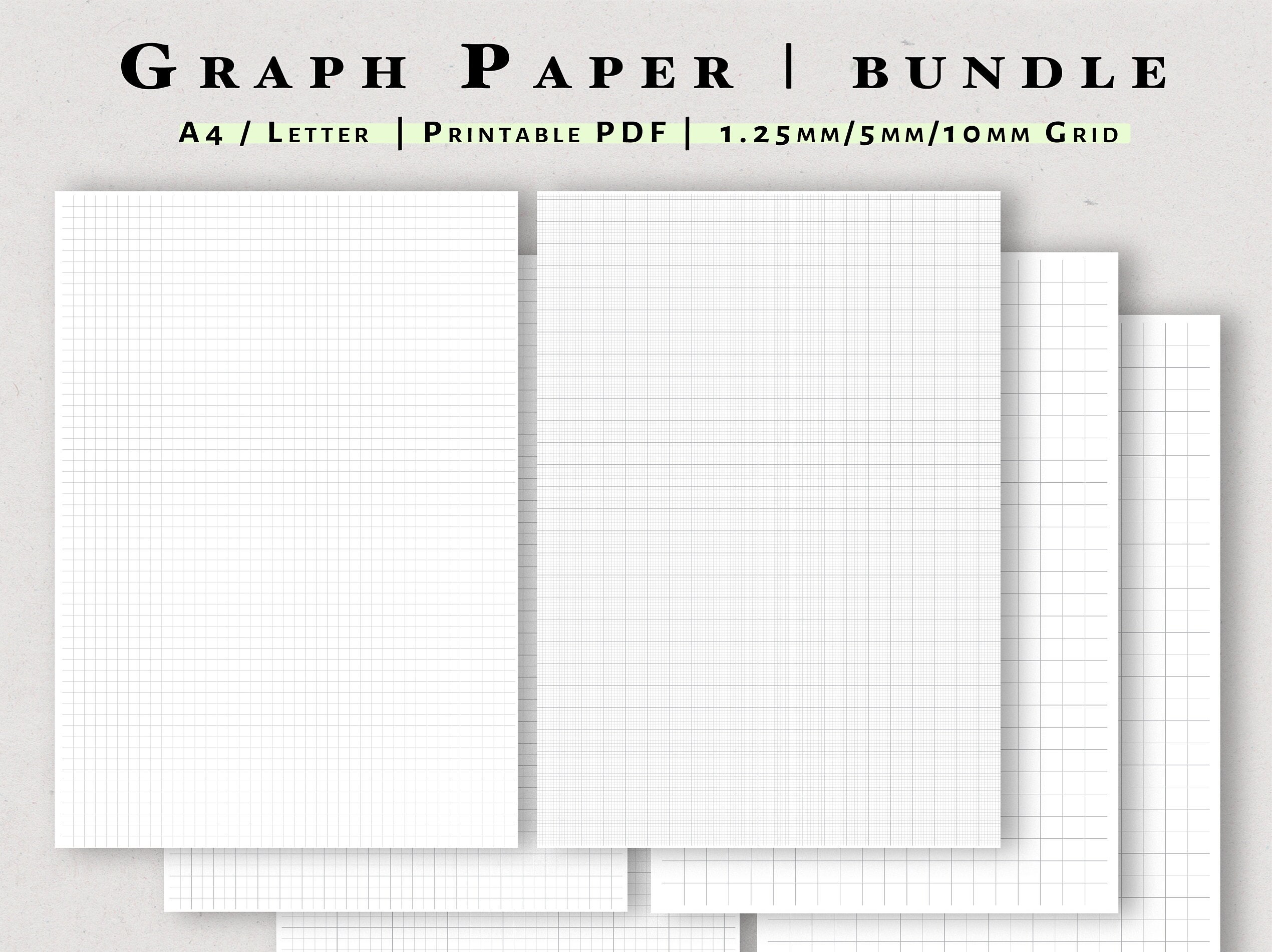 a4 us letter graph paper pdf printable 10mm 5mm 1 25mm etsy