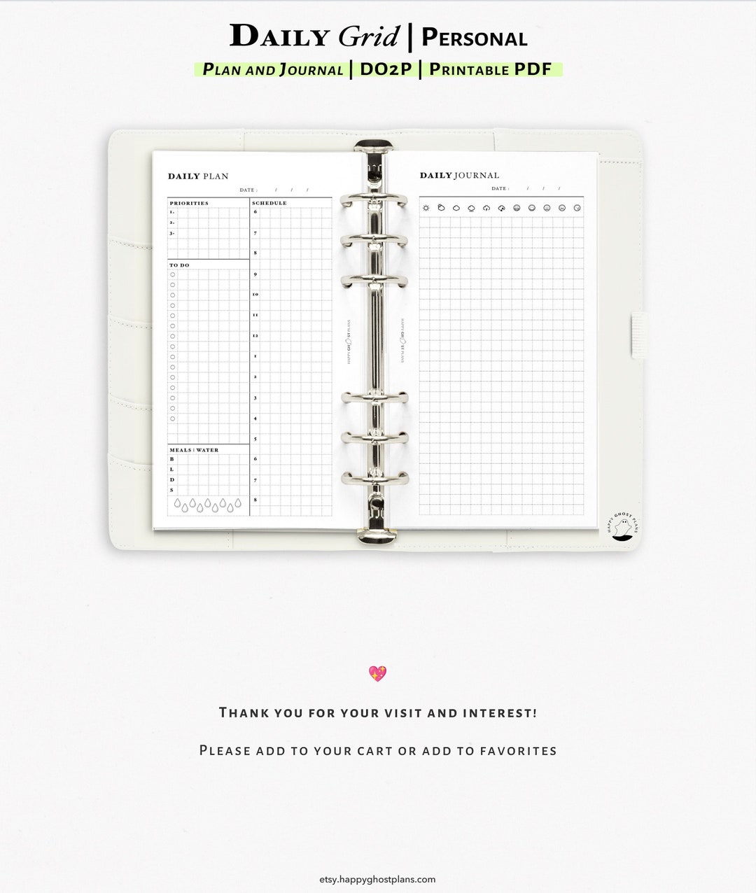 Daily Planner Printable Insert for Personal Size Planner | Undated ...
