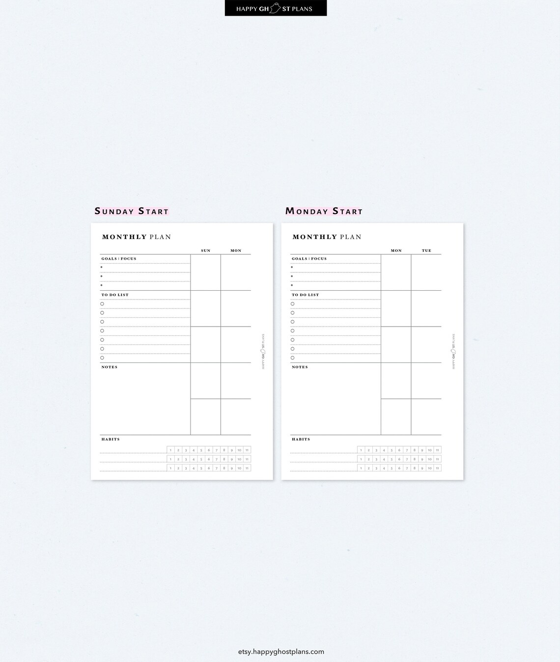 Monthly Planner Printable A6 Size Inserts Month on Two Page - Etsy