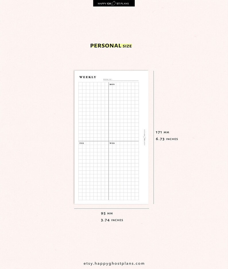 Weekly Planner Printable Personal Size Inserts Undated Etsy