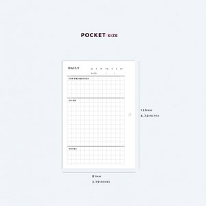 One Page Daily Planner Printable Pocket Size Insert Undated - Etsy
