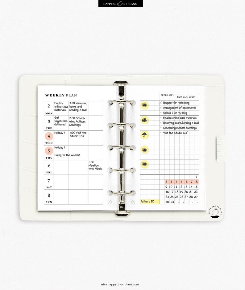 Weekly Planner | Hobonichi Weeks Style Printable Mini Ring Planner ...