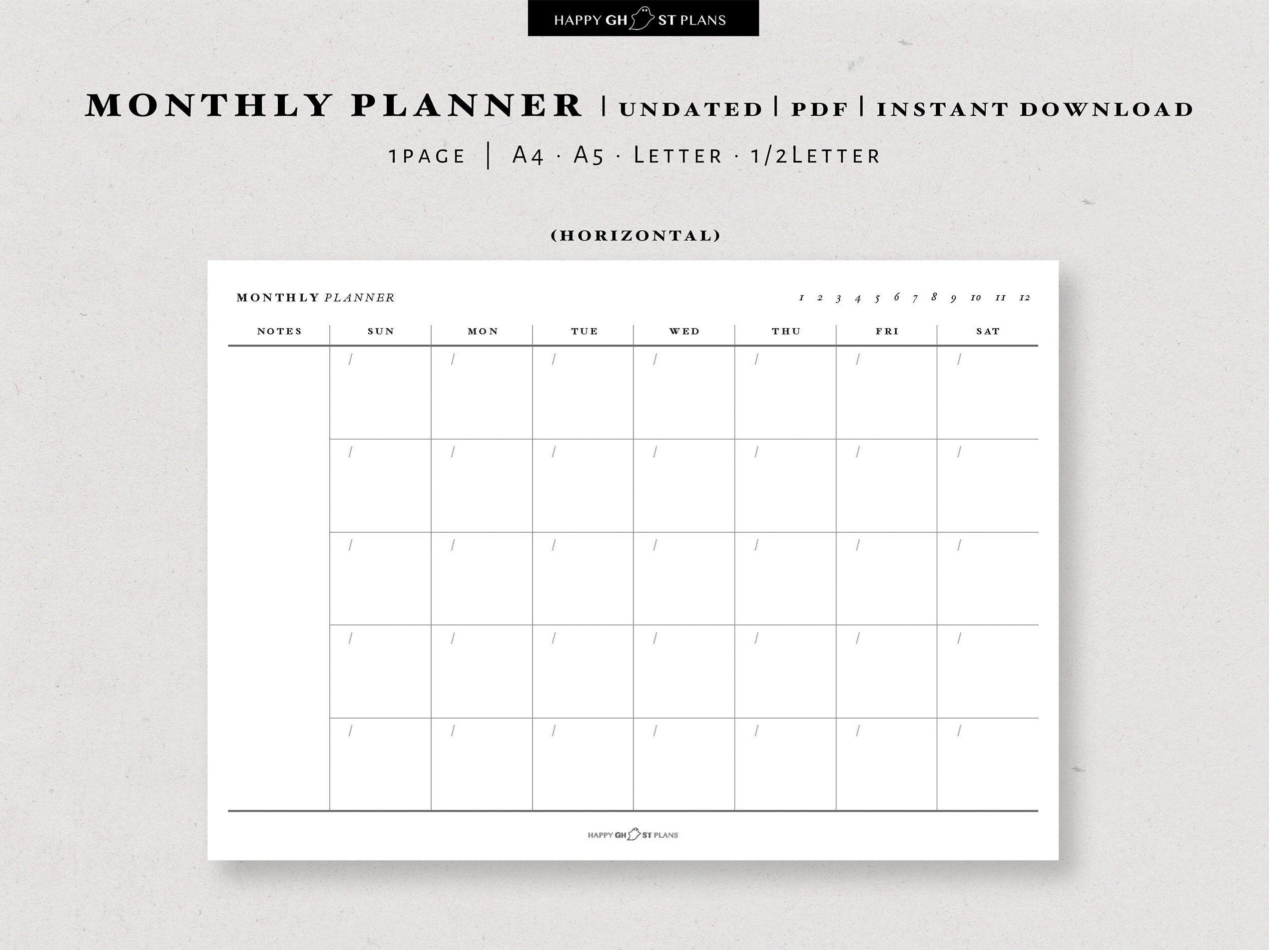 Undatierter blanko Kalender PDF Undatierter Monatsplaner  Etsy