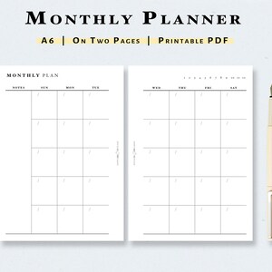 Monthly Planner Printable A6 Size Inserts Undated Monthly | Etsy
