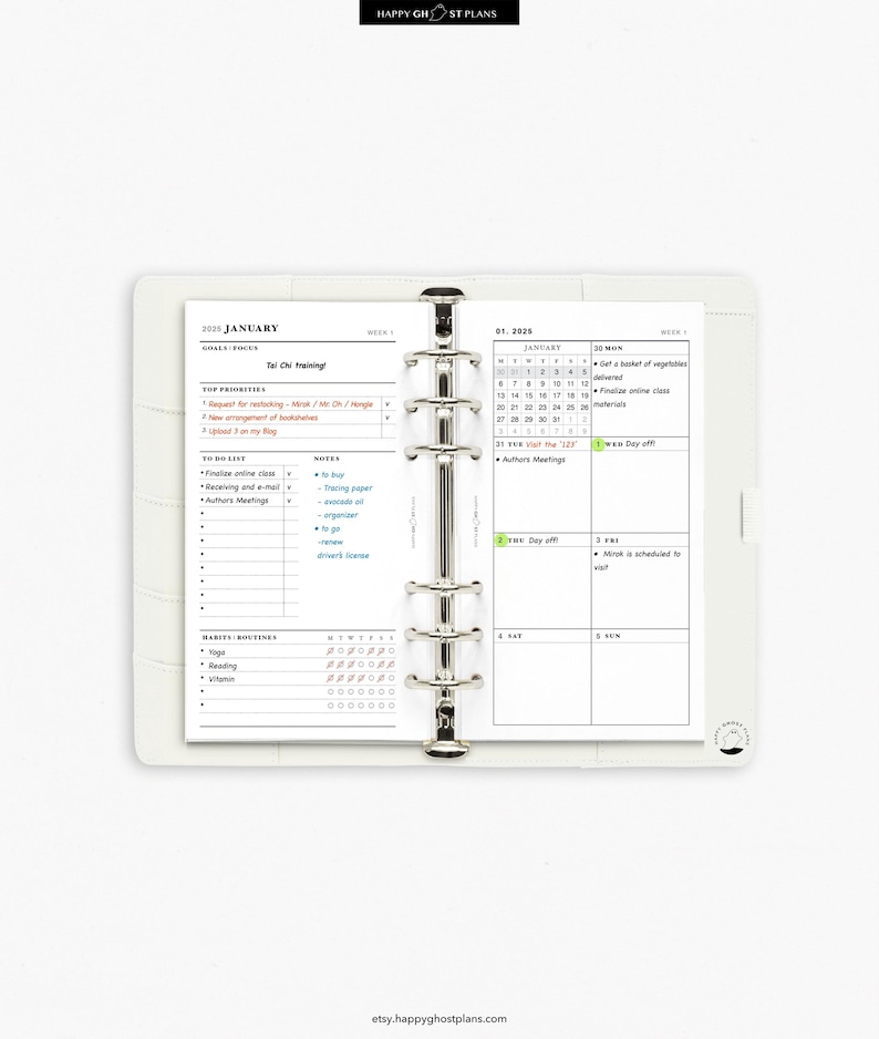2025 Weekly Planner, Printable Inserts for Personal Size Planner WO2P