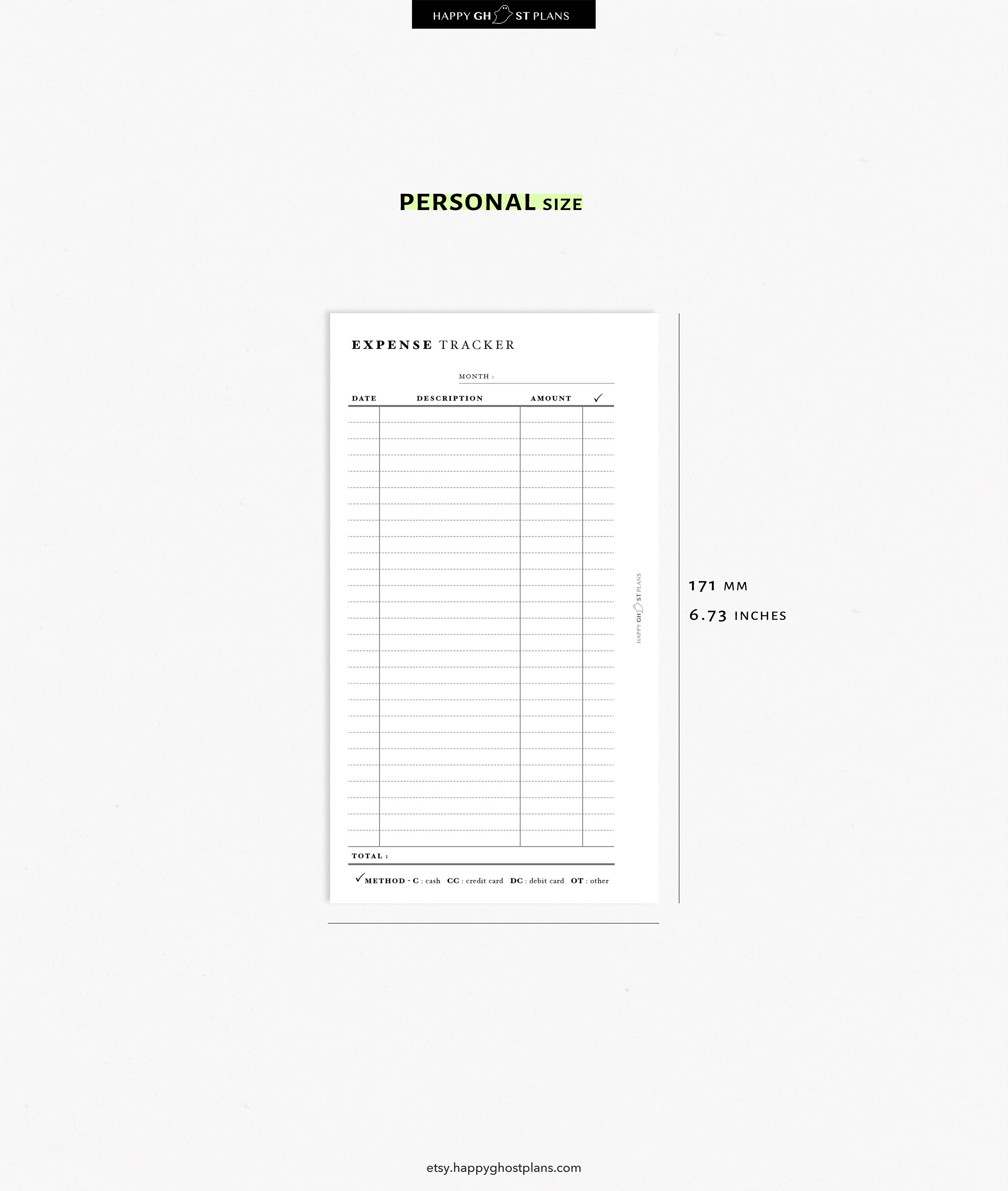Expense Tracker Printable Personal Size Planner Insert Monthlyexpenses ...