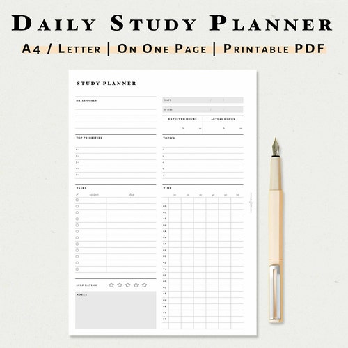 Study Planner A4 US Letter Printable Inserts Schedule - Etsy